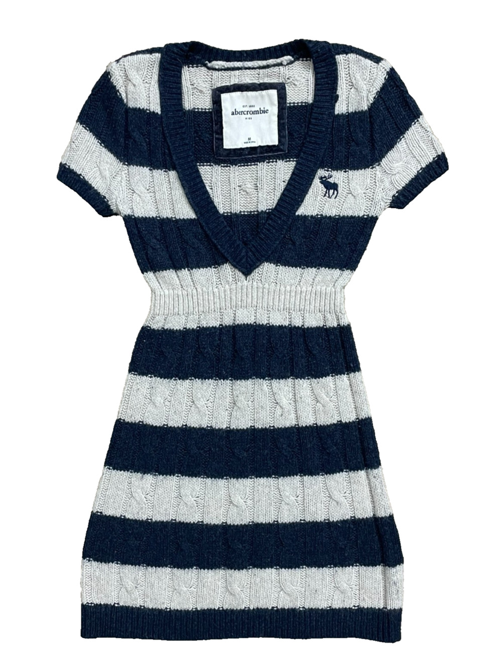 Y2K Abercrombie & Fitch Kids M Striped Babydoll Sweater Knit Swancore Bella Swan
